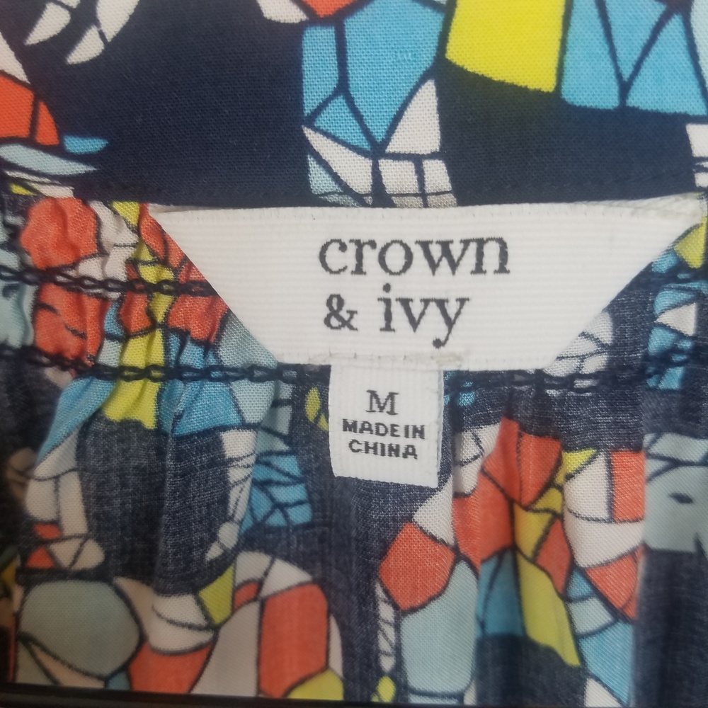 Navy Multi-Color Patterned Women's Blouse - Picture 2 of 4